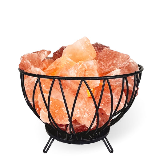 Metal Basket Salt Lamp | Elements Of Home