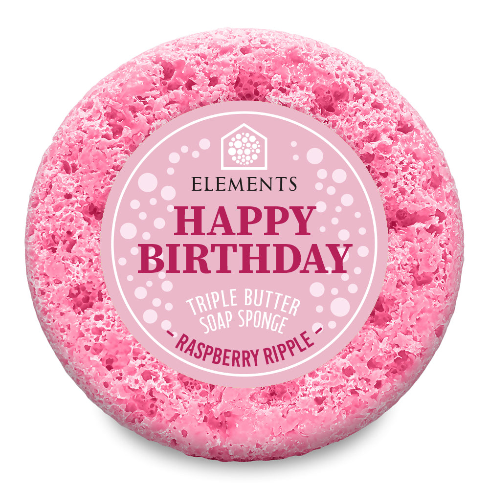 Happy Birthday Raspberry Ripple Soap Sponge