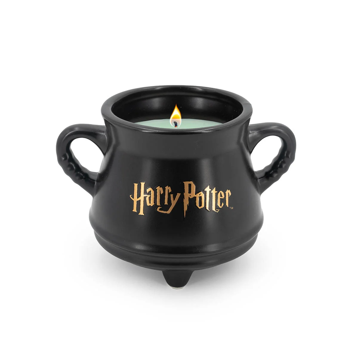 Harry Potter cauldron candle with gold logo detailing