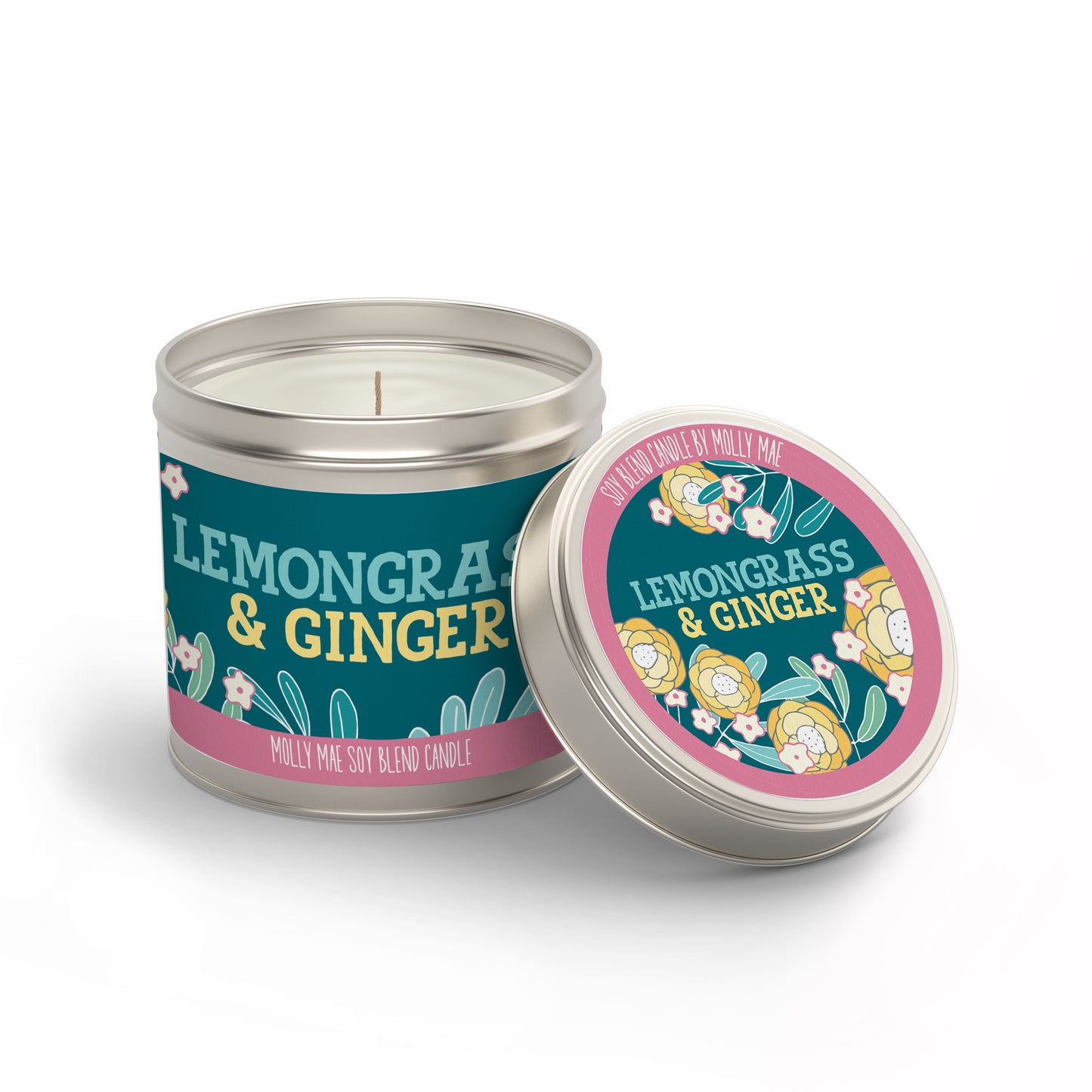 Lemongrass & Ginger Candle In A Tin 180g Molly Mae