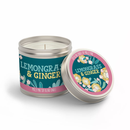 Lemongrass & Ginger Candle In A Tin 180g Molly Mae