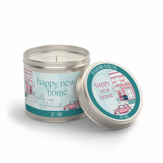 New Home - Soft Linen Candle In A Tin 180g Molly Mae